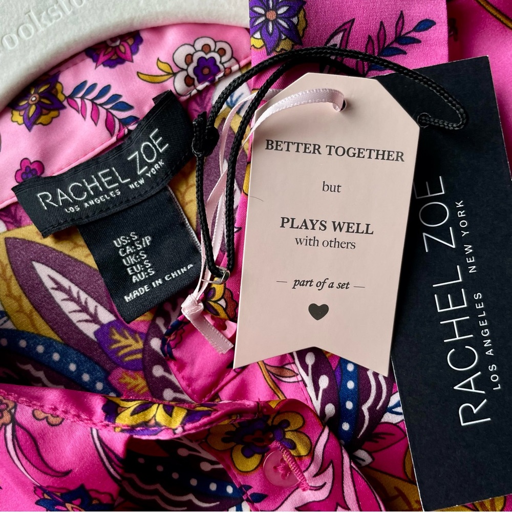 Rachel Zoe Satin Floral Paisley Button Down Blouse in Pink Multi Size S NWT - Picture 6 of 16